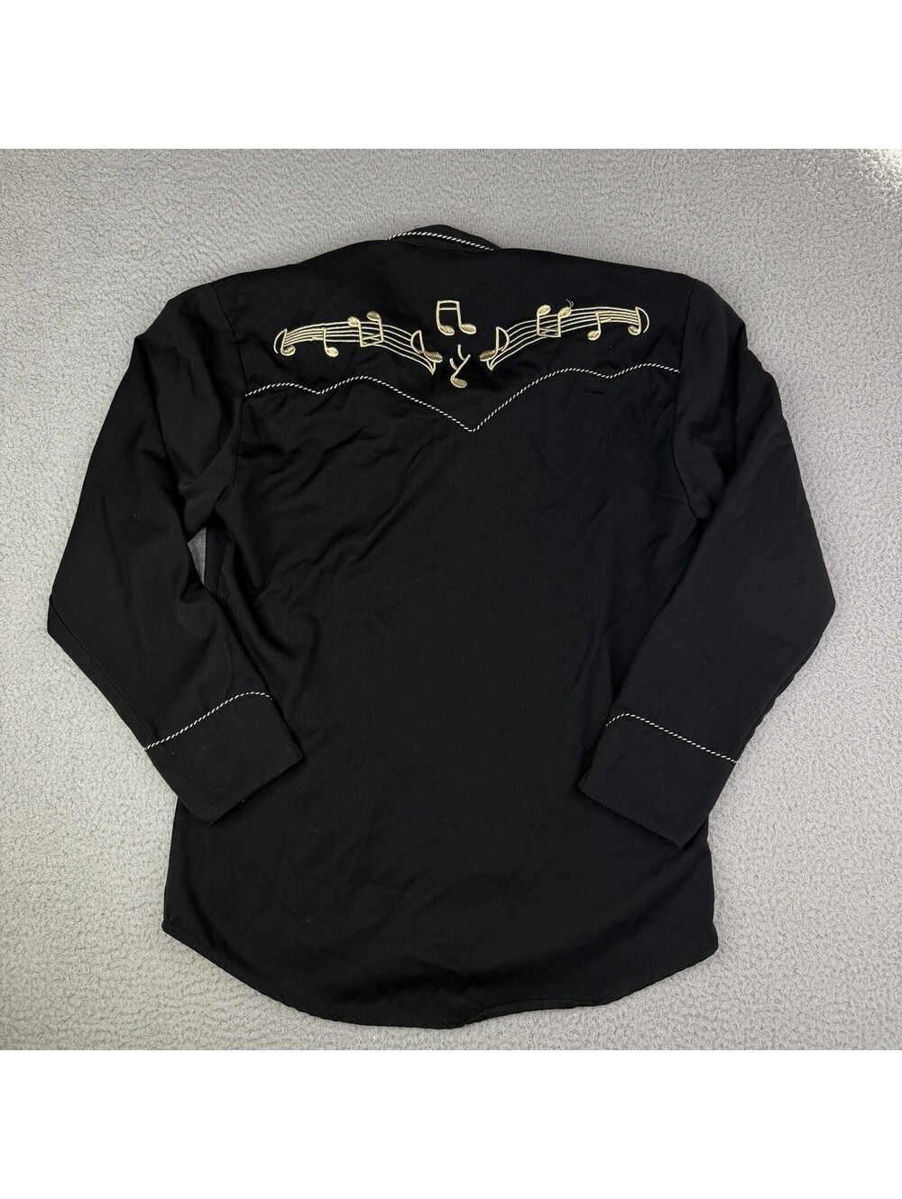 Scully Western Shirt Mens Size Small Black Pearl Snap Embroidered Musical Notes - Picture 3 of 9